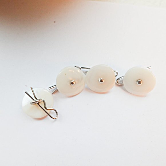 Antique Mother of Pearl Tuxedo Shirt Stud Buttons - Picture 2 of 2